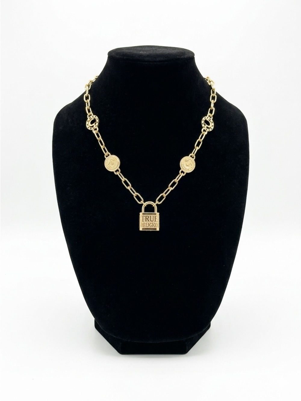 True Religion Women's Logo Lock Chain Necklace NWT